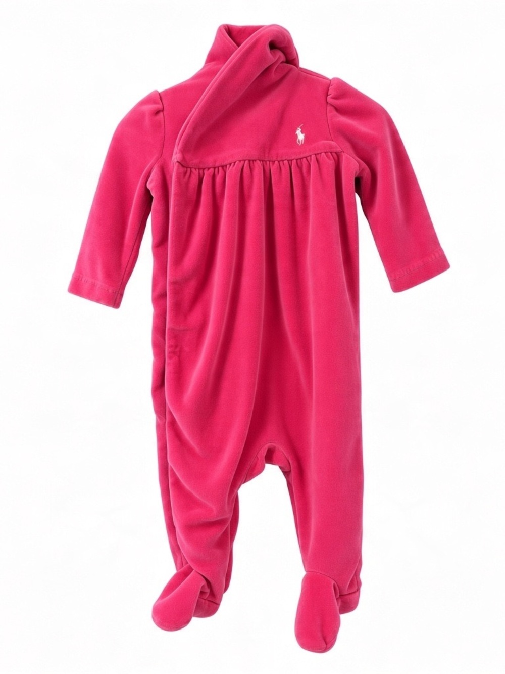 Ralph Lauren Bright Pink Fleece Footed One-Piece